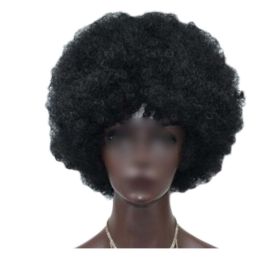 Black Short Afro Curly Hair Wigs Women Large Fluffy Synthetic Hair Short Full Wig for Party and Daily