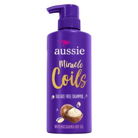 Aussie Miracle Coils Sulfate-Free Shampoo with Macadamia Nut Oil;  Paraben Free;  16 fl oz