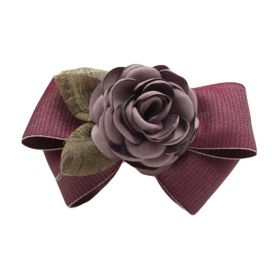 Navy Blue Artificial Rose Flower Cloth Hair Pin Handmade Bowknot Hair Barrettes