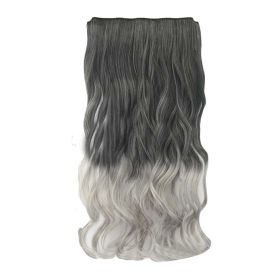 Gradient One-piece Two Tone Curly Clip-on Hairpieces 5 Clips 20" - Granny Grey