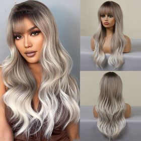 Long Brown Black Wavy Synthetic Wig (Option: Wig LC0491)