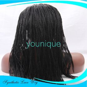 2-strand braids front lace wig (Option: Black-24inch)