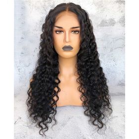 Wig Ladies Mid-length Curly Hair Hand-wrapped Small Curls (Option: Rose net black)