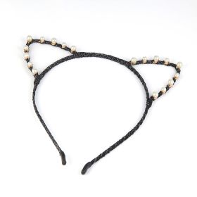 Cat's ear pearl hair band (Option: 2style)