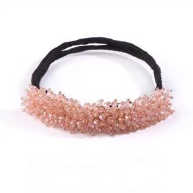 Korean flower bud head crystal hairpin headgear (Color: Pink)