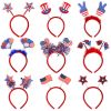 9Pcs Patriotic American Flag Sequined Bow, Stars ribbon Headbands, Uncle Sam Hat