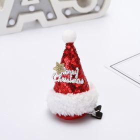 2 Pacs Christmas Decoration Hair Clip Selling Cute Hair Accessories Hair Accessories Head Clip Sequined Christmas Hat Small Hat Clip (Style: letter)