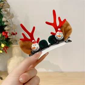 2pcs/Set Kawaii Christmas Elk Ear Hair Clip Women Girl Santa Snowman Hairpin Xmas Party Barrettes For Kids Cosplay Headwear (Color: A)