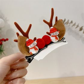 2pcs/Set Kawaii Christmas Elk Ear Hair Clip Women Girl Santa Snowman Hairpin Xmas Party Barrettes For Kids Cosplay Headwear (Color: M)