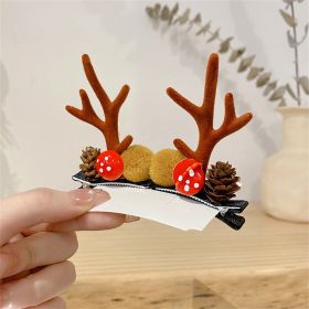 2pcs/Set Kawaii Christmas Elk Ear Hair Clip Women Girl Santa Snowman Hairpin Xmas Party Barrettes For Kids Cosplay Headwear (Color: O)