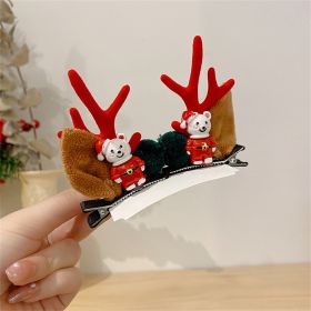 2pcs/Set Kawaii Christmas Elk Ear Hair Clip Women Girl Santa Snowman Hairpin Xmas Party Barrettes For Kids Cosplay Headwear (Color: K)