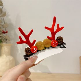 2pcs/Set Kawaii Christmas Elk Ear Hair Clip Women Girl Santa Snowman Hairpin Xmas Party Barrettes For Kids Cosplay Headwear (Color: C)