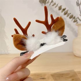 2pcs/Set Kawaii Christmas Elk Ear Hair Clip Women Girl Santa Snowman Hairpin Xmas Party Barrettes For Kids Cosplay Headwear (Color: E)