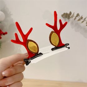 2pcs/Set Kawaii Christmas Elk Ear Hair Clip Women Girl Santa Snowman Hairpin Xmas Party Barrettes For Kids Cosplay Headwear (Color: F)