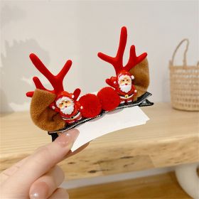 2pcs/Set Kawaii Christmas Elk Ear Hair Clip Women Girl Santa Snowman Hairpin Xmas Party Barrettes For Kids Cosplay Headwear (Color: G)