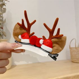 2pcs/Set Kawaii Christmas Elk Ear Hair Clip Women Girl Santa Snowman Hairpin Xmas Party Barrettes For Kids Cosplay Headwear (Color: H)