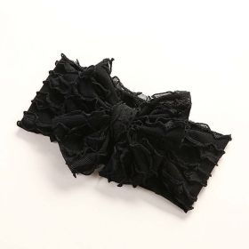 Baby Solid Color Elastic Handmade Big Bow Headband (Color: Black, Size/Age: Average Size (0-12Y))