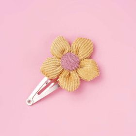 Girls Woolen Sunflower One Word Hair Clips Accessory (Color: Yellow, Size/Age: Average Size (0-8Y))