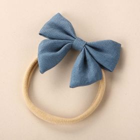 Baby Solid Color 3D Bow Handmade Elastic Headband (Color: Light Blue, Size/Age: Average Size (0-8Y))