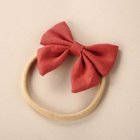 Baby Solid Color 3D Bow Handmade Elastic Headband (Color: Green, Size/Age: Average Size (0-8Y))