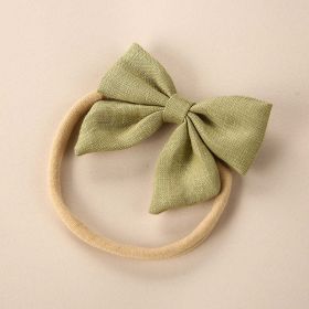 Baby Solid Color 3D Bow Handmade Elastic Headband (Color: Light Green, Size/Age: Average Size (0-8Y))