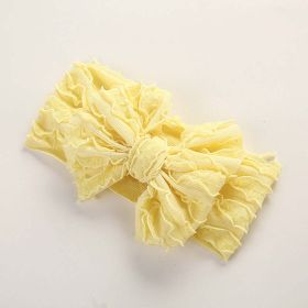 Baby Solid Color Elastic Handmade Big Bow Headband (Color: Light Yellow, Size/Age: Average Size (0-12Y))