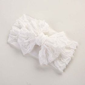 Baby Solid Color Elastic Handmade Big Bow Headband (Color: White, Size/Age: Average Size (0-12Y))