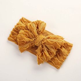 Baby Solid Color Elastic Handmade Big Bow Headband (Color: Yellow, Size/Age: Average Size (0-12Y))