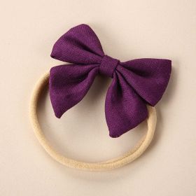 Baby Solid Color 3D Bow Handmade Elastic Headband (Color: Black, Size/Age: Average Size (0-8Y))