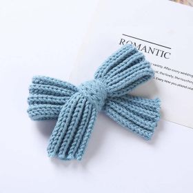 Baby Solid Color Big Knitted Bow Handmade Hairpin (Color: Blue, Size/Age: Average Size (0-8Y))