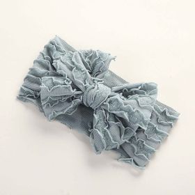 Baby Solid Color Elastic Handmade Big Bow Headband (Color: Light Blue, Size/Age: Average Size (0-12Y))