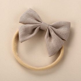 Baby Solid Color 3D Bow Handmade Elastic Headband (Color: Khaki, Size/Age: Average Size (0-8Y))