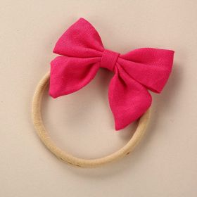 Baby Solid Color 3D Bow Handmade Elastic Headband (Color: Red, Size/Age: Average Size (0-8Y))