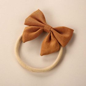 Baby Solid Color 3D Bow Handmade Elastic Headband (Color: Yellow, Size/Age: Average Size (0-8Y))