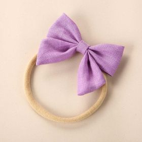 Baby Solid Color 3D Bow Handmade Elastic Headband (Color: Purple, Size/Age: Average Size (0-8Y))