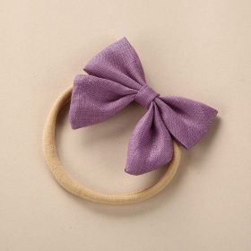 Baby Solid Color 3D Bow Handmade Elastic Headband (Color: Apricot, Size/Age: Average Size (0-8Y))