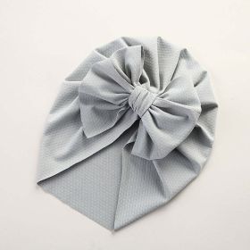 Baby Solid Color Ice Silk Fabric Big Bow Hats (Color: Grey, Size/Age: Average Size (0-12Y))