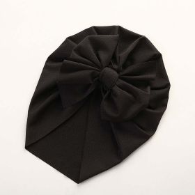 Baby Solid Color Ice Silk Fabric Big Bow Hats (Color: Black, Size/Age: Average Size (0-12Y))