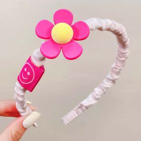 Girls Plastic Flower Decoration Fabric Headband (Color: Pink, Size/Age: Average Size (0-8Y))