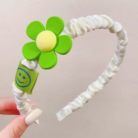 Girls Plastic Flower Decoration Fabric Headband (Color: Light Green, Size/Age: Average Size (0-8Y))