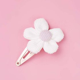 Girls Woolen Sunflower One Word Hair Clips Accessory (Color: White, Size/Age: Average Size (0-8Y))