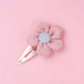 Girls Woolen Sunflower One Word Hair Clips Accessory (Color: Pink, Size/Age: Average Size (0-8Y))