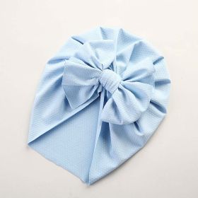 Baby Solid Color Ice Silk Fabric Big Bow Hats (Color: Blue, Size/Age: Average Size (0-12Y))