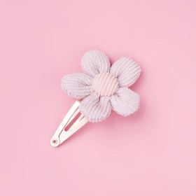 Girls Woolen Sunflower One Word Hair Clips Accessory (Color: Purple, Size/Age: Average Size (0-8Y))