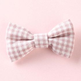 Girls Plaid Pattern Bow Tie Hair Fabric Clips Handmade Accessory (Color: Pink, Size/Age: Average Size (0-8Y)