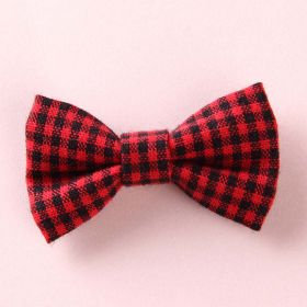 Girls Plaid Pattern Bow Tie Hair Fabric Clips Handmade Accessory (Color: Red, Size/Age: Average Size (0-8Y)