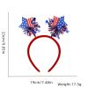 9Pcs Patriotic American Flag Sequined Bow, Stars ribbon Headbands, Uncle Sam Hat